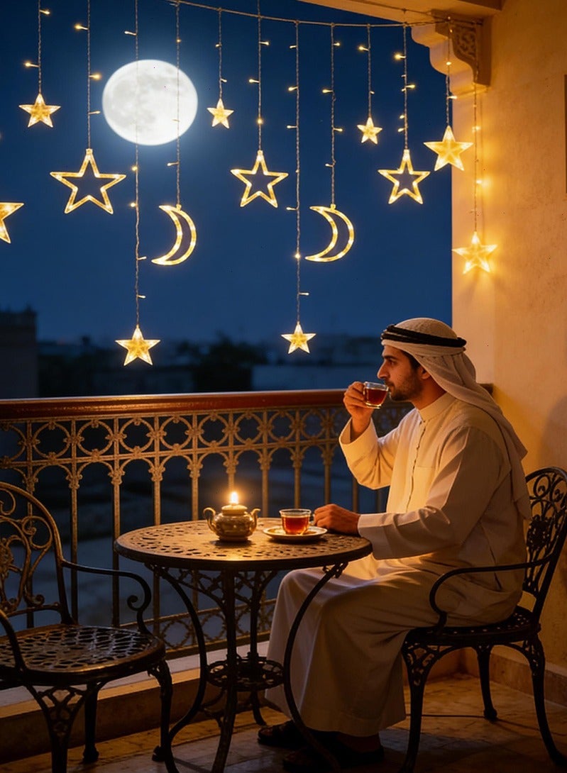 توبيتش أضواء زينة رمضان، أضواء LED رمضان الخارجية، أضواء زينة نجمة وقمر بطول 2 متر للحفلات وغرف النوم والعطلات الداخلية والخارجية (أبيض دافئ) - Image 4